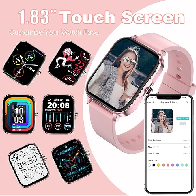 Smart Watch for Women Fitness Tracker Watch for Android/iOS Phones, Activity Trackers and Smartwatches with Heart Rate/Sleep Monitor, Step Counter, Waterproof Smart Watches
