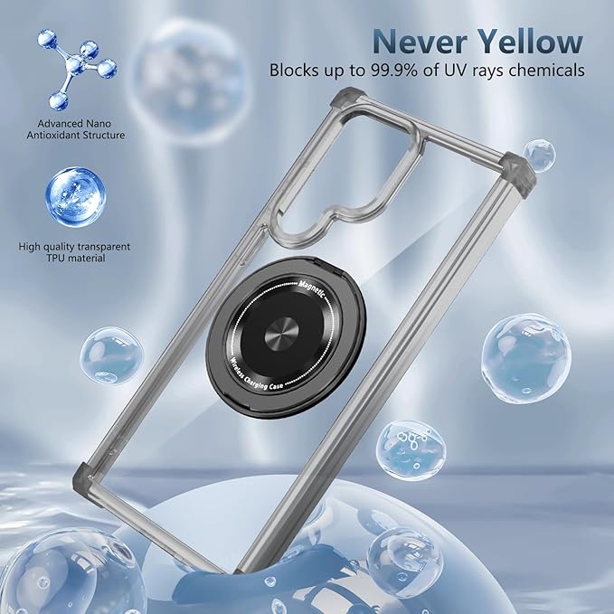 for Samsung Galaxy S25 Ultra Case Compatible with MagSafe Magnetic,with Screen Protector,with Kickstand Ring Military Grade Drop Heavy Duty Protection Shockproof for S25 Ultra Phone Case Black