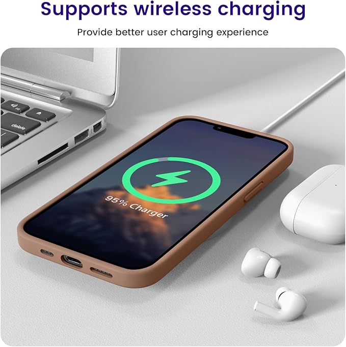 OTOFLY Designed for iPhone 14 Case, Silicone Shockproof Slim Thin Phone Case for iPhone 14 6.1 inch (Light Brown)