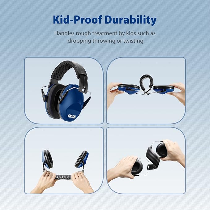 Dr.meter Ear Muffs for Noise Reduction: SNR27.4 Noise Cancelling Headphones for Kids with Adjustable Headband, Hearing Protection Earmuffs for Monster Truck, Fireworks and Kids Autism, Dark Blue