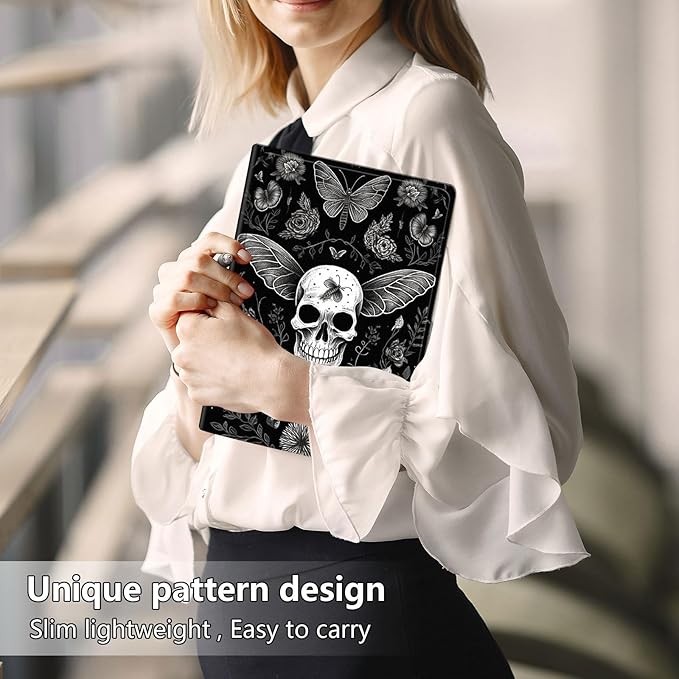 Slim Case for Samsung Galaxy Tab S10 FE / S9 FE 5G 10.9" & Tab S9 11", PU Leather Protective Cover, Multi-Angle Stand, Auto Sleep/Wake, Plants and Skulls