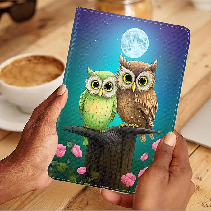 Case for Samsung Galaxy Tab S10 Lite / S10 FE / S9 FE 10.9-Inch / S9 11-Inch, Slim Lightweight PU Leather Stand Cover with Auto Wake/Sleep, Owl