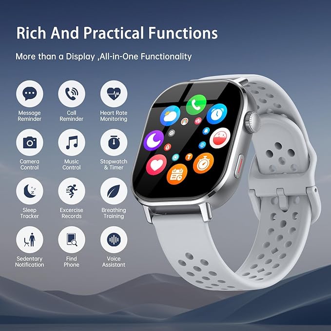 Smart Watch(Answer/Make Call), Smartwatch GPS 2.06"HD AMOLED Display, 5 ATM Water-Resistance, Heart Rate Sleep Monitor, Compass, Altitude, Barometer, 110+ Sports Modes, Fitness Watch for Android/iOS
