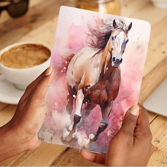 Case for Samsung Galaxy Tab S10 Lite / S10 FE / S9 FE 10.9-Inch / S9 11-Inch, Slim Lightweight PU Leather Stand Cover with Auto Wake/Sleep, Watercolor Art Horse