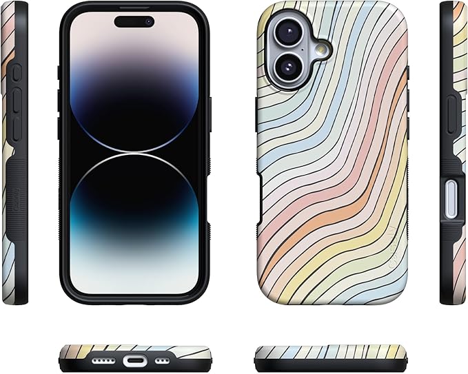 Casely iPhone 17 Case | Ride The Wave | Pastel Rainbow Lined | Compatible with MagSafe | Bold Protective Design