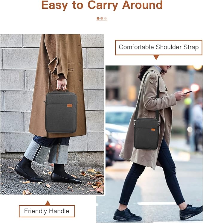 MoKo 12.9 Inch Tablet Sleeve Bag,Fits with 13 Inch New iPad Pro M4 & Air M2 2024,iPad Pro 12.9 M2&M1,Surface Laptop Go 12.4,Galaxy Tab S8+/S9+ 12.4,Handle Carrying Case with Shoulder Strap,Black &Gray