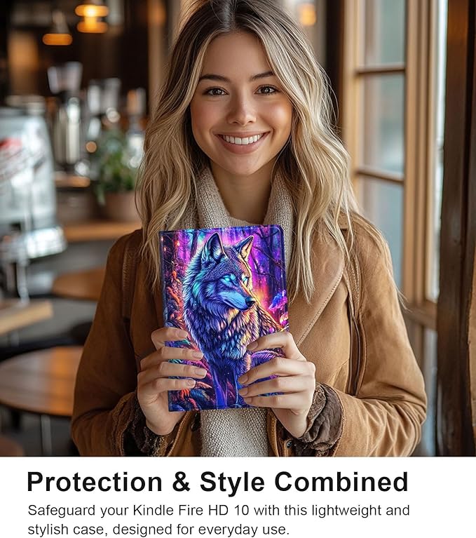 Case for Samsung Galaxy Tab A9 8.7-Inch 2023, Slim PU Leather Stand Cover with Auto Wake/Sleep, Multi-Angle Viewing & Shockproof, Majestic Wolf