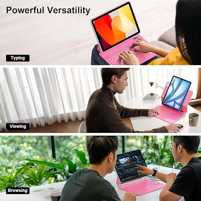 Keyboard Case for iPad Air 13 inch (M3 2025/M2, 2024),iPad Pro 12.9 inch (3/4/5/6th Gen),Magic-Style Magnetic – Floating Cantilever Stand – Backlit Keyboard Case with Multi-Touch Trackpad