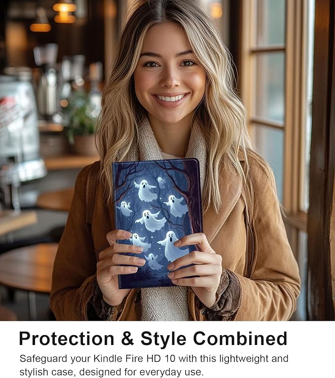 Case for Samsung Galaxy Tab A9 8.7-Inch 2023, Slim PU Leather Stand Cover with Auto Wake/Sleep, Multi-Angle Viewing & Shockproof, Ghosts Flying