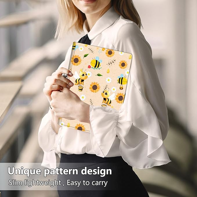 Slim Case for Samsung Galaxy Tab S10 FE / S9 FE 5G 10.9" & Tab S9 11", PU Leather Protective Cover, Multi-Angle Stand, Auto Sleep/Wake, Cute Bee