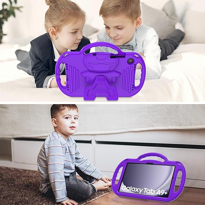 AVAWO Kids Case for Samsung Galaxy Tab A9+/A9 Plus 11 Inch 2023 Case, with Strap, Shockproof Lightweight Handle Stand 2023 Model (SM-X210/X216/X218), Purple