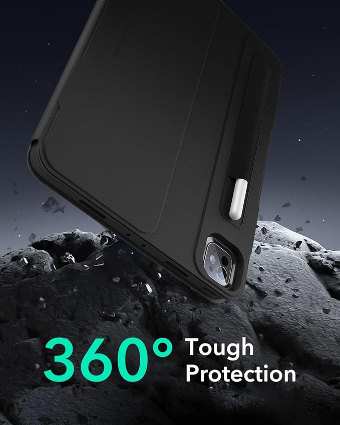 ESR for iPad Pro 13 Inch Case M4(2024), iPad Pro 13 Rotating Case with Removable Magnetic Cover, Adjustable Portrait/Landscape Stand with Raised Screen View, 9 Standing Angles, Shift Series, Black