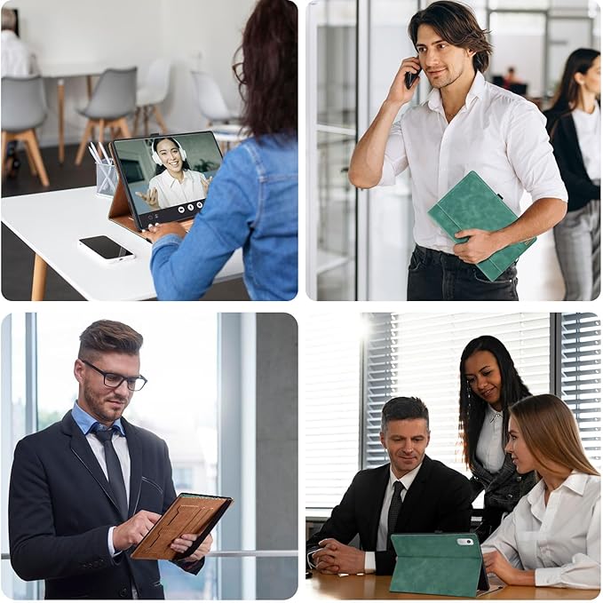 Case for Lenovo Tab M9 9.0 inch 2023 (TB-310FU) / Nook 9" Lenovo Tablet 2024, Multi-Angle Viewing Smart Cover with Pocket, Business PU Leather Flip Stand Cover-Green