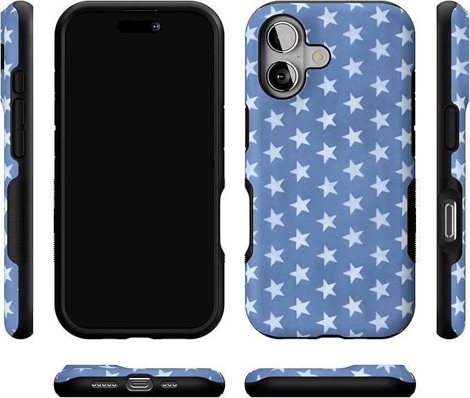 Casely iPhone 17 Case | Coastal Blues | Denim Stars | Bold Protective Design | Compatible with MagSafe