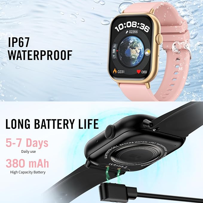 Smart Watches for Men Women (Answer/Make Call), 2.01" HD Screen Fitness Tracker Watch with Blood Pressure/Heart Rate/Sleep Monitor, Smart Watch for Android iOS Phones, IP67 Waterproof Sport Watch