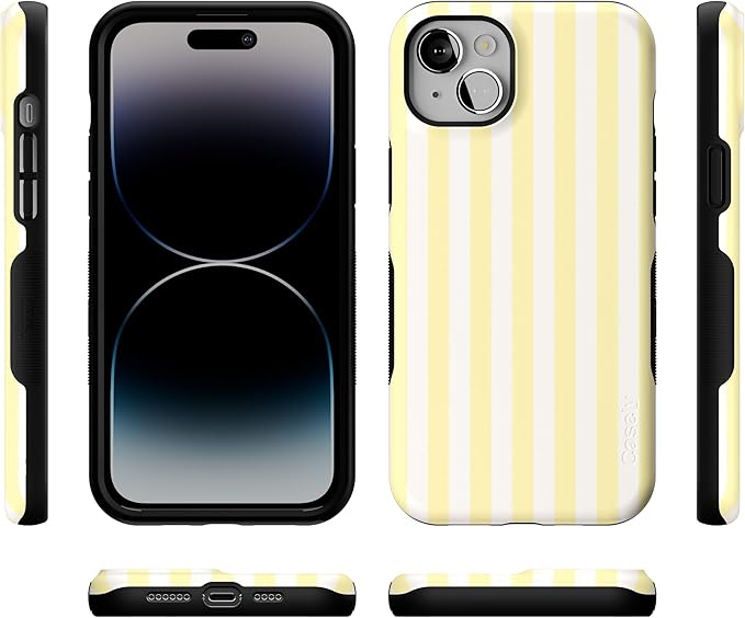 Casely iPhone 14 Case | Yellow Stripes | Sunday Best | Compatible with MagSafe | Bold Protective Design