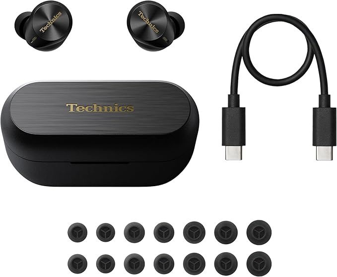 Technics Premium Hi-Fi True Wireless Bluetooth Earbuds with Advanced Noise Cancelling, 3 Device Multipoint Connectivity, Wireless Charging, Hi-Res Audio + Enhanced Calling - EAH-AZ80-K (Black)