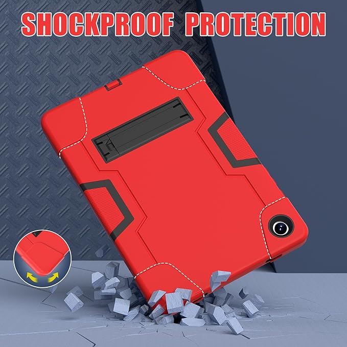 Case for Galaxy Tab A9 Plus 11 inch (2023), High Impact Protective Heavy Duty Shockproof Kickstand Cover for Samsung Galaxy Tab A9+ Plus 11" Model (SM-X210/X215/X216), Red+Black