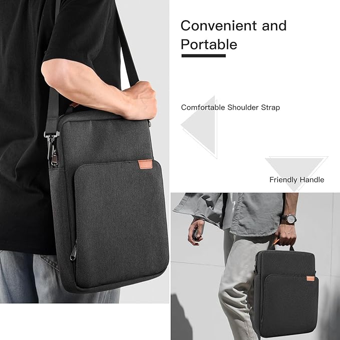 12.9-14 Inch Tablet Sleeve Shoulder Bag for 13 Inch New iPad Pro M4 & Air M2 M3 2025, 14" New MacBook Pro M3 Pro Max/ M3 M2 M1 Pro Max, Space Grey