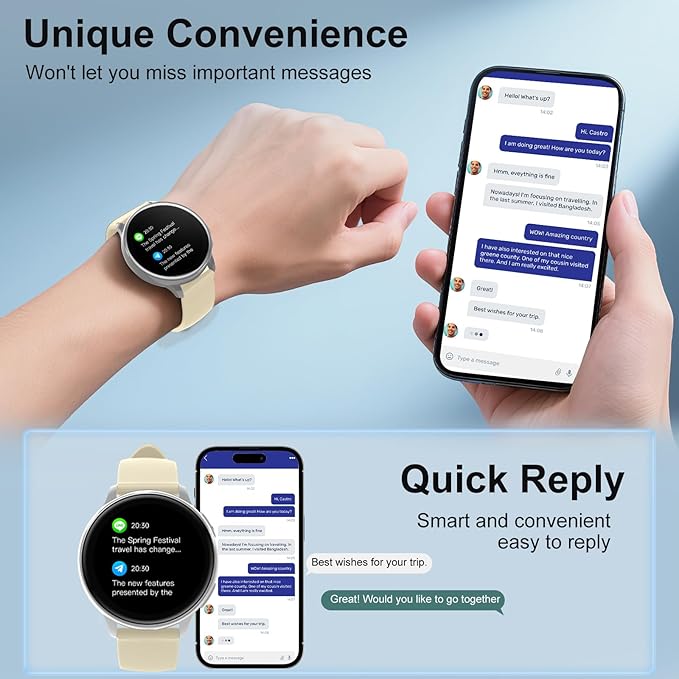 Smart Watch for Men Women Fitness Tracker with 100+ Sport Modes,Activity Trackers for iOS/Android Waterproof/Heart Rate/Sleep/Steps Monitor/Pedometer Monitor Monitor (Silver+Beige)