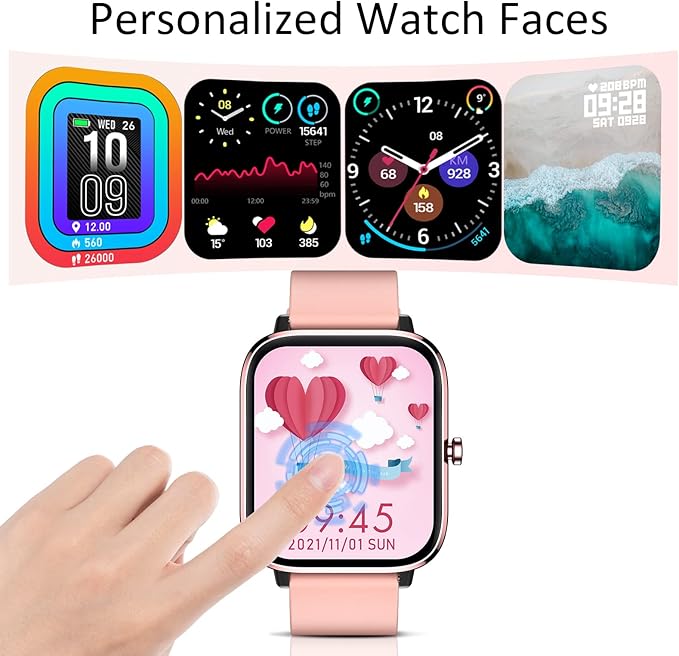 Smartwatch for Women - Call, Fitness Tracker, Heart Rate & Sleep Monitor, 1.69" Touch Screen, Waterproof - For Android & iPhone, Pink
