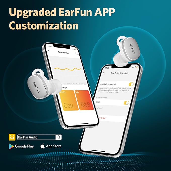 EarFun Free Pro 3 Noise Cancelling Wireless Earbuds, Hi-Res Sound, Snapdragon Sound with Qualcomm aptX™ Adaptive, 6 Mics ENC, Bluetooth 5.3 Earbuds, Multipoint Connection, Custom EQ App, Silver White
