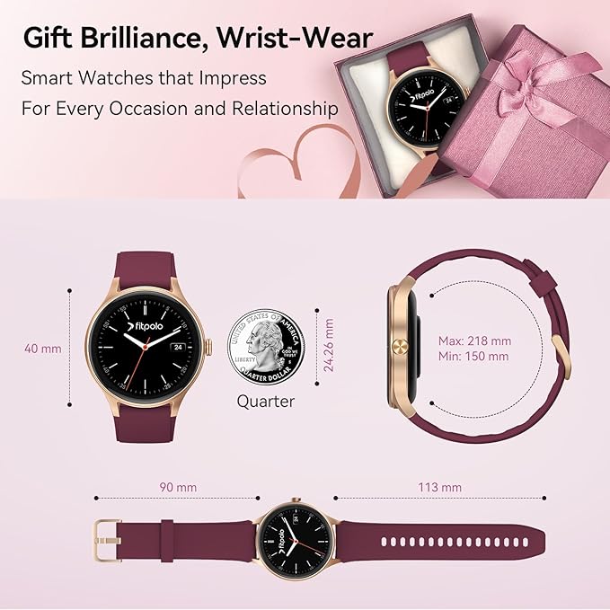 Smart Watches for Women/Men, 40mm HD Smartwatch Fitness Tracker with Bluetooth Calls (Make/Answer), Heart Rate/SpO2/Sleep Monitor, 7 Days Battery, IP68 Waterproof - Purple