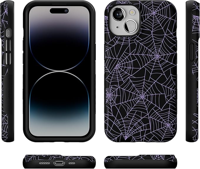 Casely iPhone 14 Case | Midnight Web | Spider Web | Compatible with MagSafe | Bold Protective Design