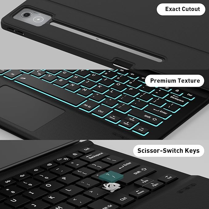Keyboard Case Touch for Lenovo Idea Tab Pro 12.7" 2025, Bluetooth Keyboard with Trackpad & Twill Cover Case & Adjustable Kickstand & Lighting Keys for Lenovo Idea Tab Pro 12.7 inch