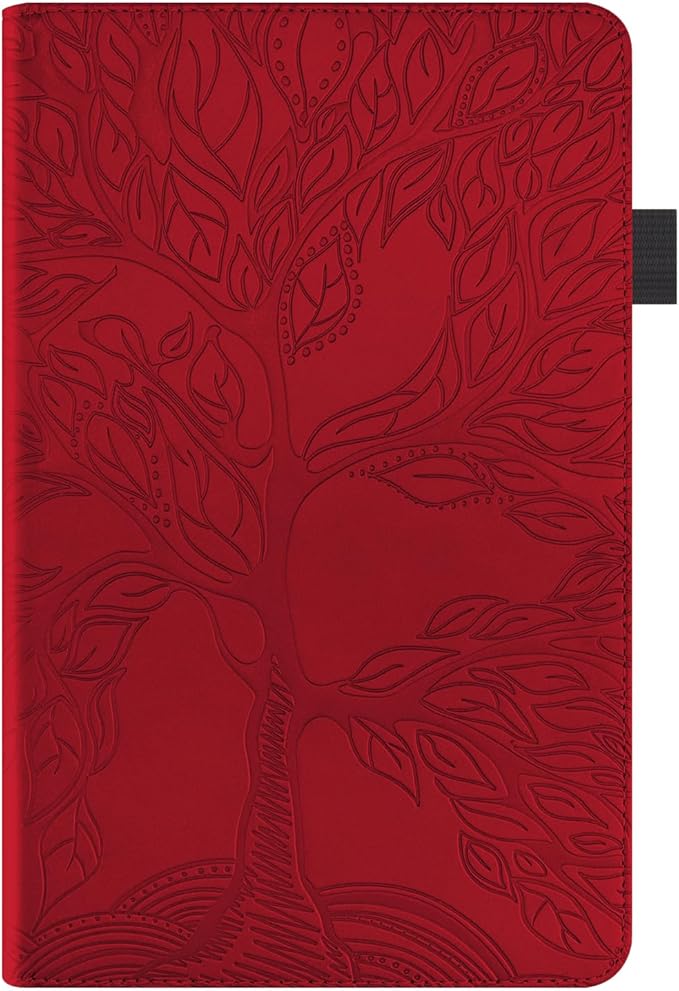 Portfolio Cover for Galaxy Tab A 10.1 Inch, Unique Tree Design with Hidden Card Slots, Slim and Lightweight, Precise Cutouts Tablet Case Compatible with Samsung Galaxy Tab A 2019 SM-T510 T515 Wine Red