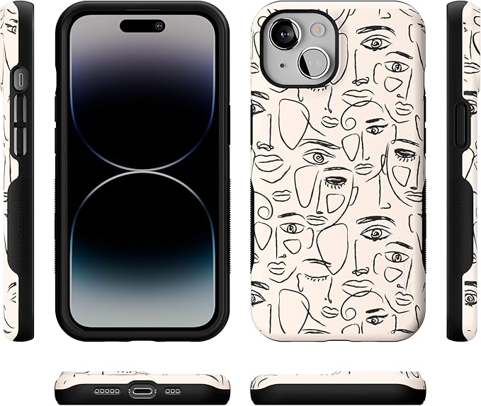 Casely iPhone 14 Case | We're All Human | Minimal Face Art | Compatible with MagSafe | Bold Protective Design