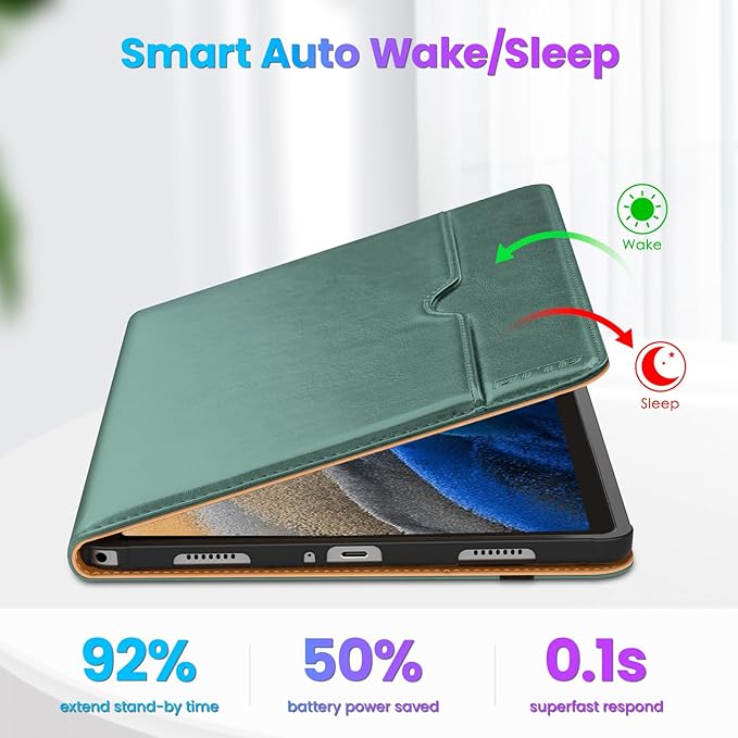 DTTO for Samsung Galaxy Tab A9 Plus 11 inch Case 2023, Premium Leather Business Folio Stand Cover with Hand Strap for Galaxy Tab A9+ 11'' 2023 Model (SM-X210/X216/X218)-Auto Wake/Sleep, Midnight Green