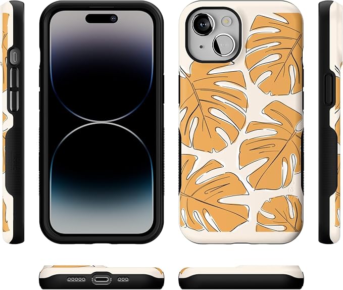 Casely iPhone 14 Case | Island Time | Tropical Leaves Floral | Compatible with MagSafe | Bold Protective Design
