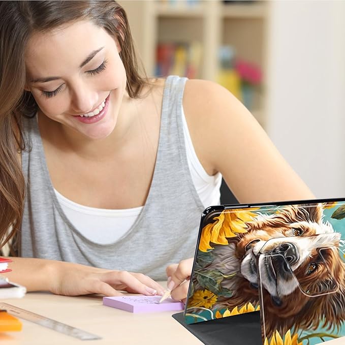 Case for Lenovo Tab P11 Plus Case 2021 (TB-J616F / J616X), 360 Degree Rotating Folding Stand,with Auto Sleep/Wake Case for Lenovo Tab P11 11” 2020 (TB-J606F TB-J606X),Dog Sunflower