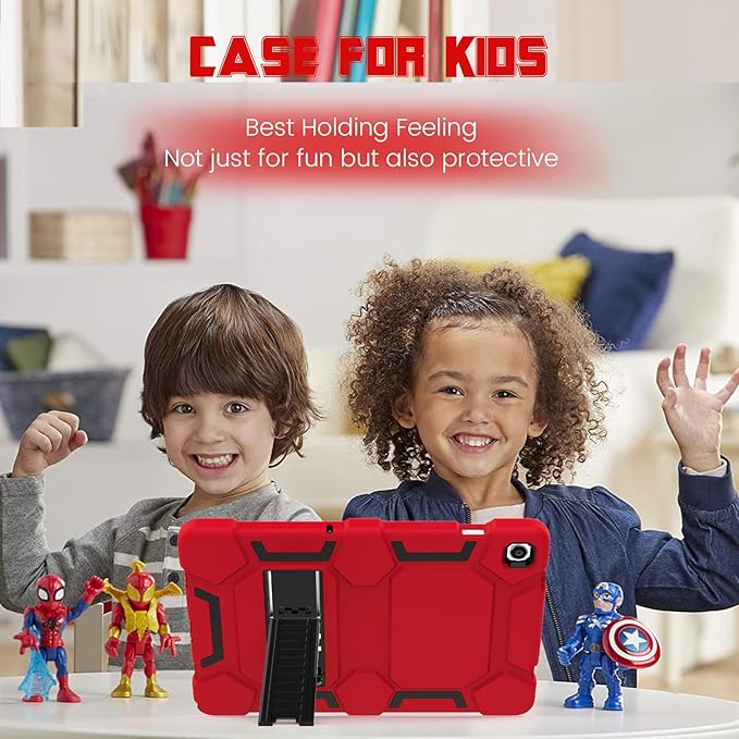 CCMAO Case for Samsung Galaxy Tab A9+/A9 Plus Case 11 Inch 2023 Model (SM-X210/X216/X218), Heavy Duty Shockproof Hybrid Three Layer Protective Cover for Kids Boys Girls, Red+Black