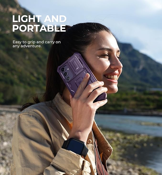 Dexnor for Samsung Galaxy S24 Plus Case with Built-in Slide Camera Cover & Screen Protector & Kickstand, Shockproof Rugged Case Full-Body Bumper Protective Cover for Galaxy S24 Plus (2024),Purple