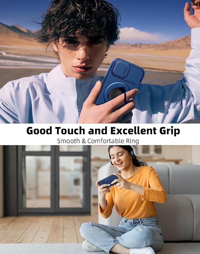 for iPhone 14 Plus Case/for iPhone 15 Plus Case Compatible with MagSafe Magnetic,with 2 Screen Protectors,with Camera Cover+Stand,Military Grade Shockproof Heavy Duty Protection Bumper Black