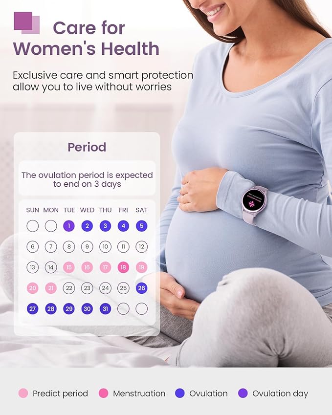 Smart Watches for Women, 42mm Smart Watch with 400+ Watch Face, 70+ Sport Modes, 24/7 Heart Rate, Sleep Monitor, Answer/Make Calls, Waterproof Activity Fitness Tracker for Android & iPhone (Purple)