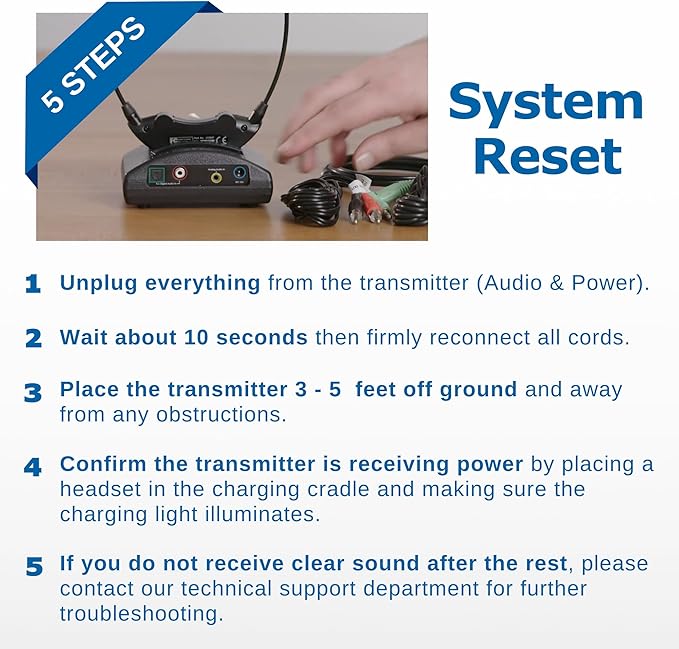TV · EARS 5.0 Dual Digital Wireless Headset System for Watching, Includes 2 Headsets & RF Transmitter Compatible with Most TV Brands, Ideal for Seniors & with Hearing Difficulties
