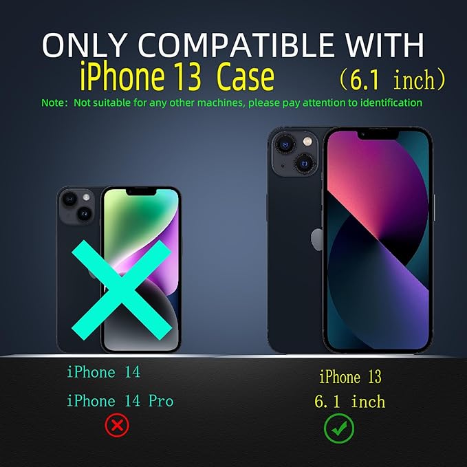 for iPhone 13 Case Magnetic Compatible with MagSafe Wireless Charging,with 2 Screen Protectors,Built-in Kickstand Ring,Shockproof Shock-Absorbent Scratch Resistant Heavy Duty Protection Green