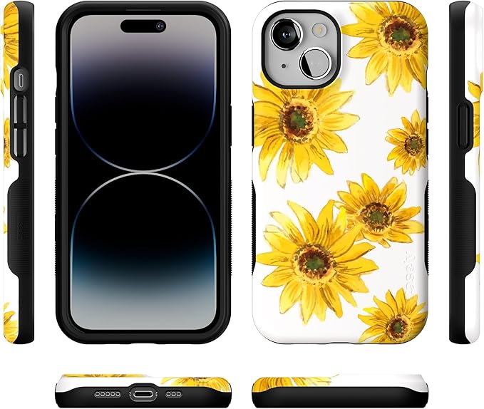 Casely iPhone 14 Case | Golden Garden | Yellow Sunflower Floral | Compatible with MagSafe | Bold Protective Design