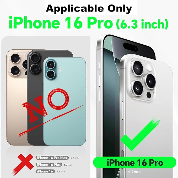 Compatible iPhone 16 Pro Wallet Case with Card Holder RFID Blocking PU Leather Doubles as a Wallet Unisex Flip Shockproof Protection with Card Slots Ring Wrist Kickstand Function,Black