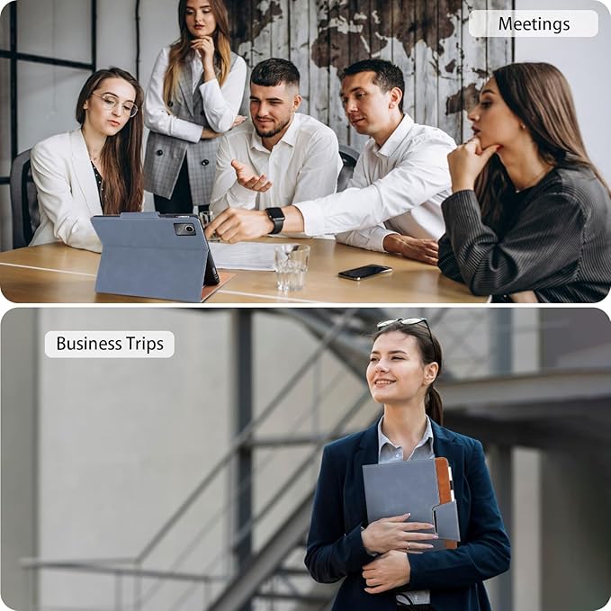 Case for Lenovo Tab M11 (TB-330FU/TB-331FC)/Tab K11 LTE 11 Inch 2024 - Multi-Angle Viewing Stand Cover with Pocket, PU Leather Folio Case with Magnetic Clasp, Auto Wake/Sleep Smart Tablet Cover, Gray