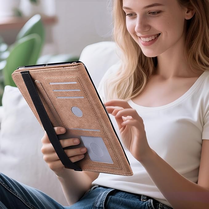 Case for Samsung Galaxy Tab A9+/A9 Plus 11 Inch (SM-X210/X216/X218) Tablet with Pencil Holder, Multiangle Stand Wallet Design Cover, Rainy Owl