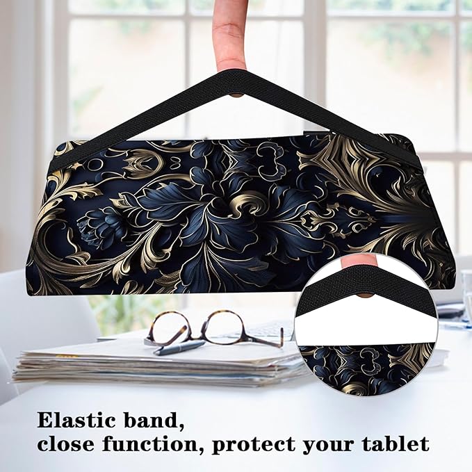 Case for Lenovo Tab M9 Cover 9.0 inch (TB-310FU,2023 Released), Premium PU Leather Flip Stand Case with Elastic Band/Card Slots/Pen Holder for Lenovo Tab M9 Tablet - Blue Flower