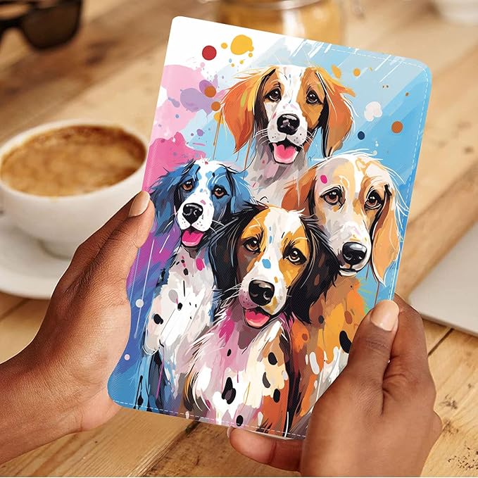 Case for Samsung Galaxy Tab A9 Plus 11 Inch 2023 Model (SM-X210/X216/X218), Slim Lightweight PU Leather Stand Cover with Auto Wake/Sleep, Abstract Watercolor Art Dogs