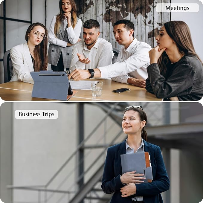 Case for Samsung Galaxy Tab S10 Lite/S10 FE/S9 FE 10.9 Inch/S9 11 Inch - Multi-Angle Stand Cover with Pocket, PU Leather Folio Case with Magnetic Clasp, Auto Wake/Sleep Smart Tablet Cover, Gray