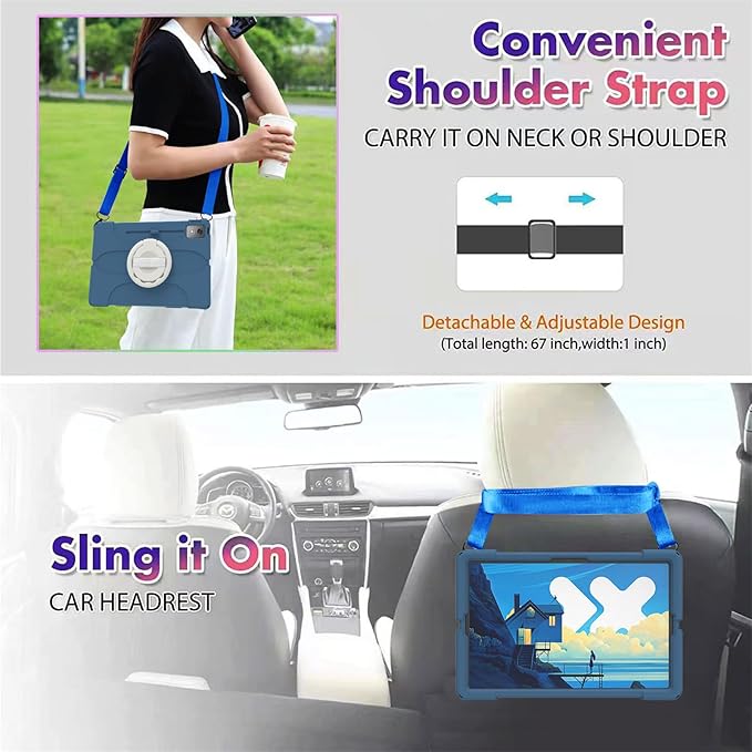 Case for Lenovo Tab P12 Tablet 12.7 inch, Silicone Adjustable Stand Cover for Lenovo tab P12/Xiaoxin Pad Pro 12.7" Tablet Case TB370FU/TB371FC/TB375FC (Blue)