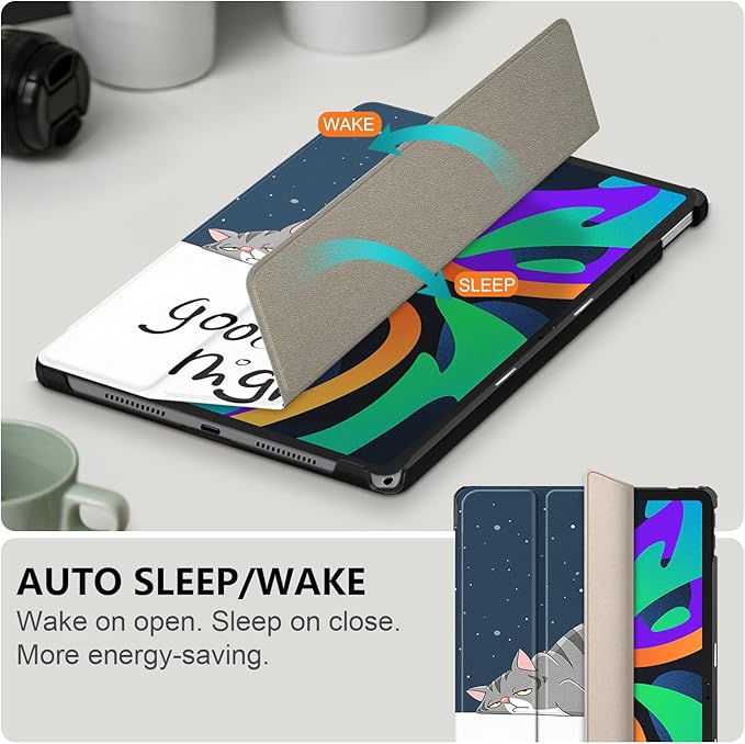 Case Compatible with Lenovo Tab M11 2023 TB-330FU / Lenovo Xiaoxin Pad 2024 TB-331FC 11 Inch Tablet,Slim Lightweight Trifold PC Cover with Auto Wake/Sleep Function,Lazy cat