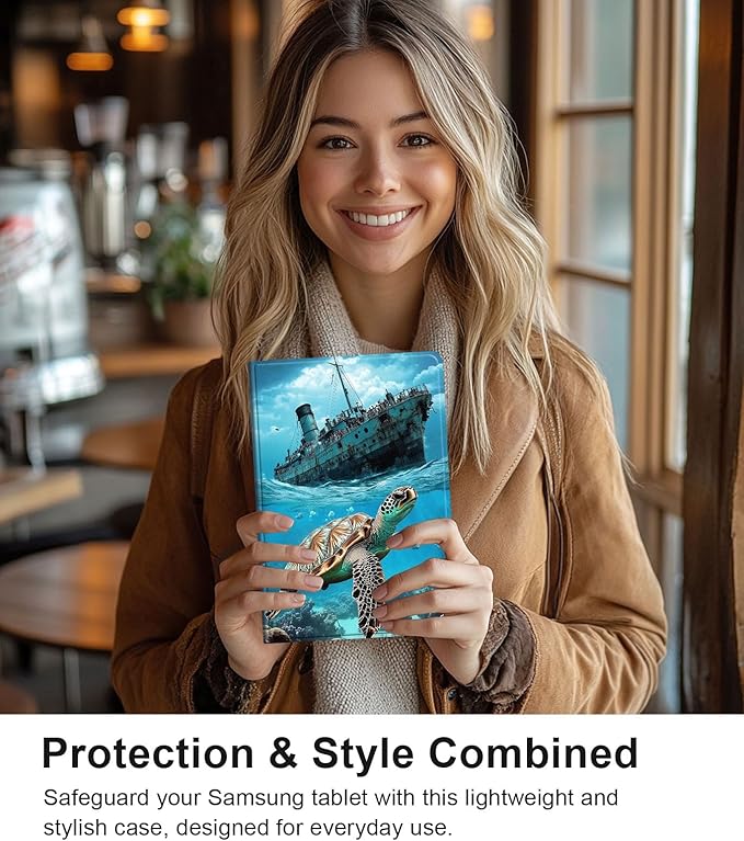 Case for Samsung Galaxy Tab S10 Ultra/Galaxy Tab S9/S8 Ultra 14.6-Inch, Slim PU Leather Stand Cover with Auto Wake/Sleep, Multi-Angle Viewing & Shockproof, Majestic Sea Turtle